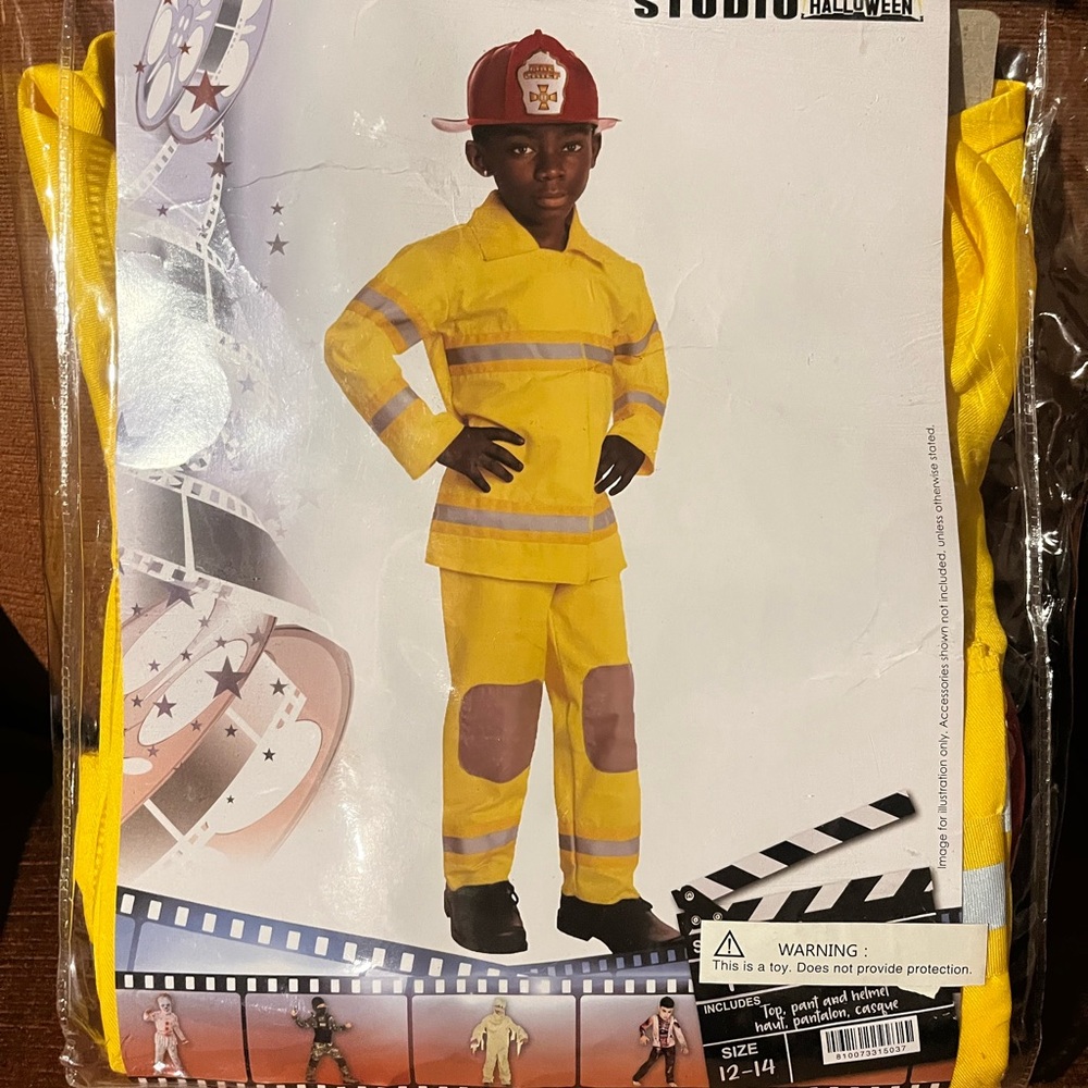 NWT Yellow Firefighter Costume for Kids